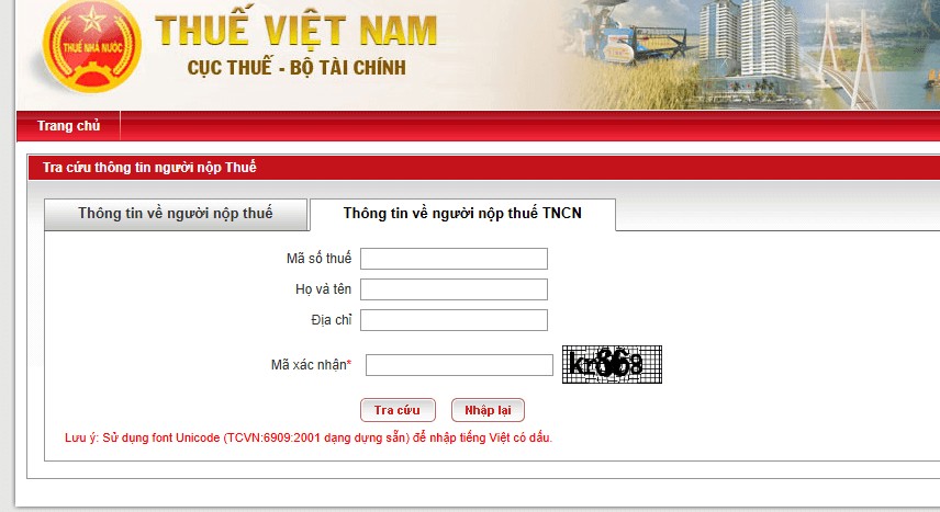 Tra cứu thông tin về người nộp thuế TNCN