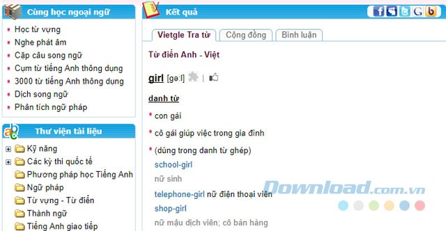 Kết quả tra từ