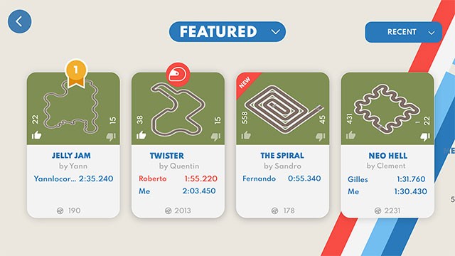 Người chơi Track & Burn có thể tự thiết kế đường đua và chia sẻ với cộng đồng