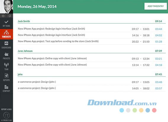 Timesheet về thời gian làm việc chi tiết
