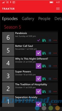 Theo dõi các phần phim