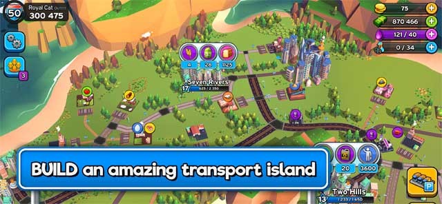 Xây dựng một hòn đảo hiện đại với mạng lưới vận chuyển đẳng cấp trong Transit King Tycoon