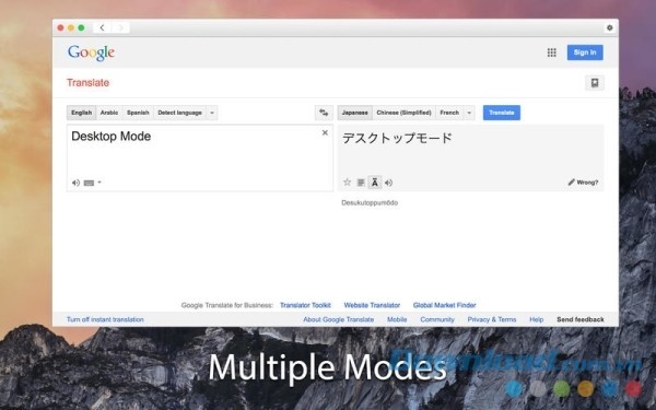 Giao diện của Translator for Google Translate cho Mac