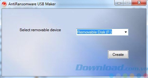 Chọn USB để cài đặt Trend Micro Anti-Ransomware Tool
