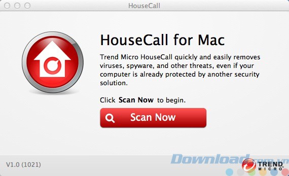 Giao diện của Trend Micro HouseCall cho Mac