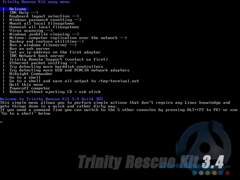 Menu của phần mềm