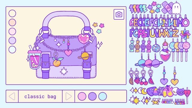 Trinket Bag Maker là game mô phỏng trang trí túi xách bằng hàng trăm mẫu charm các loại