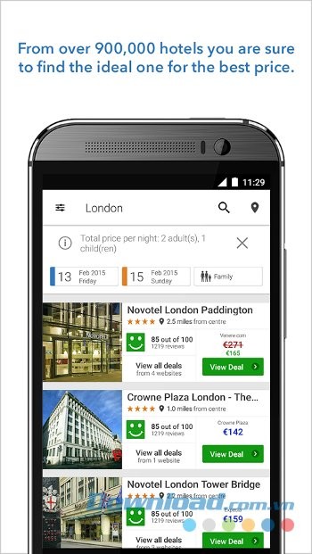 Hiển thị danh sách khách sạn cùng giá tiền