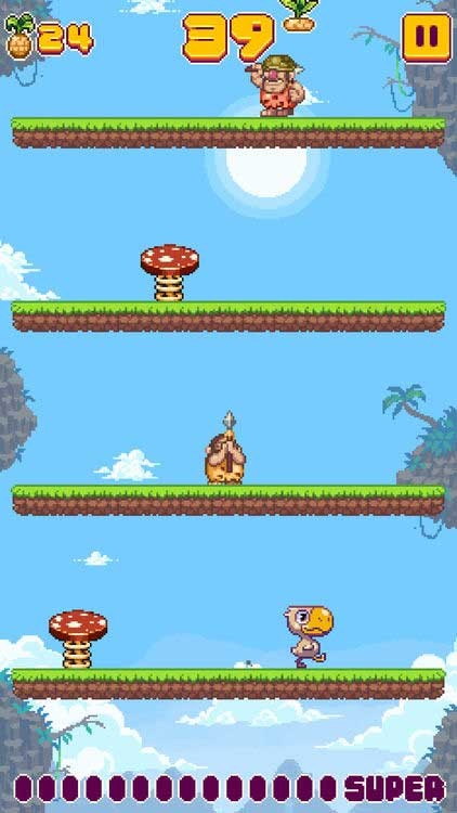 Nhảy lên và tấn công người trong hang trong Trog Smash Island