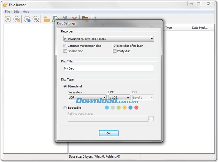 True Burner trên Windows