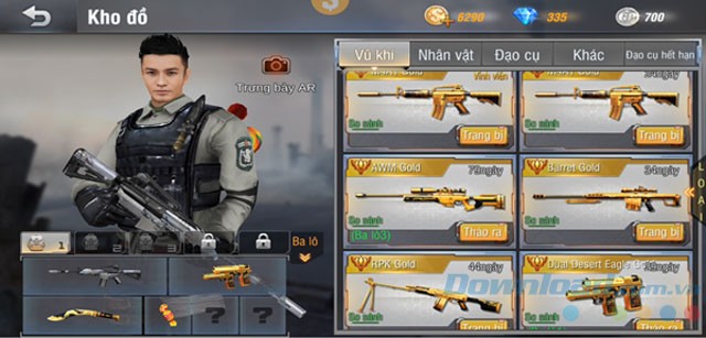 Kho vũ khí trong game bắn súng Truy Kích