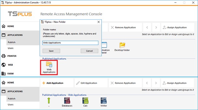 Giao diện chính của phần mềm ảo hóa TSplus