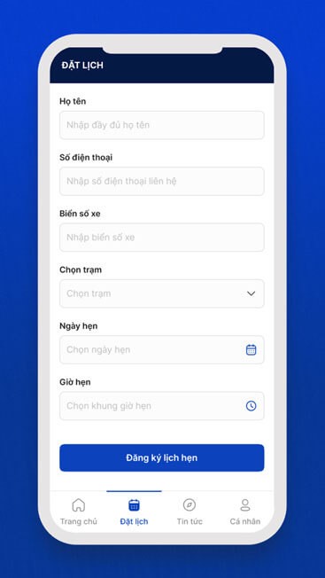 Đặt lịch đăng kiểm trên TTDK