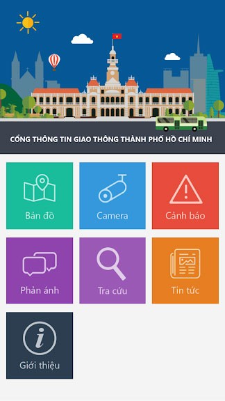 Giao diện chính của TTGT Tp Hồ Chí Minh cho Android