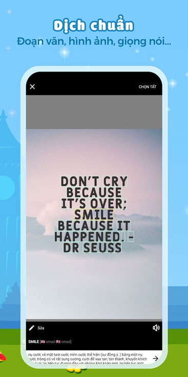 Dịch chuẩn, đoạn văn, hình ảnh, giọng nói