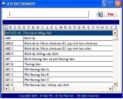 Giao diện Từ điển ICD