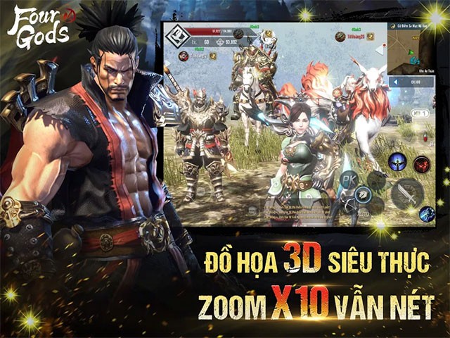 Đồ họa 3D sắc nét của Tứ Hoàng Mobile