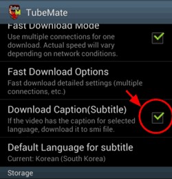 Tắt chức năng tải phụ đề trong TubeMate