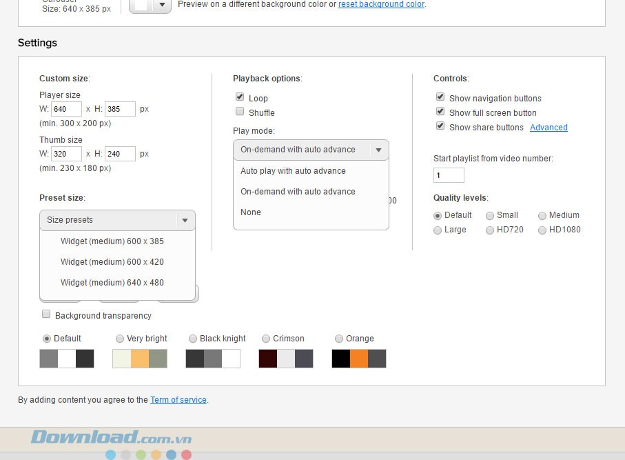 Các lựa chọn tùy biến
