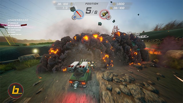 San phẳng mọi kẻ thù và cán đích đầu tiên để giành chiến thắng trong Turbo Bullet game