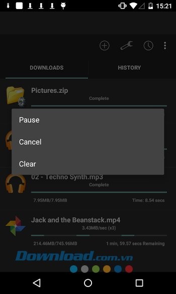 Các tùy chọn khi tải của Turbo Download Manager
