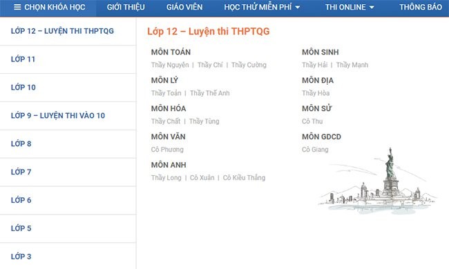 Danh sách các lớp và bài giảng