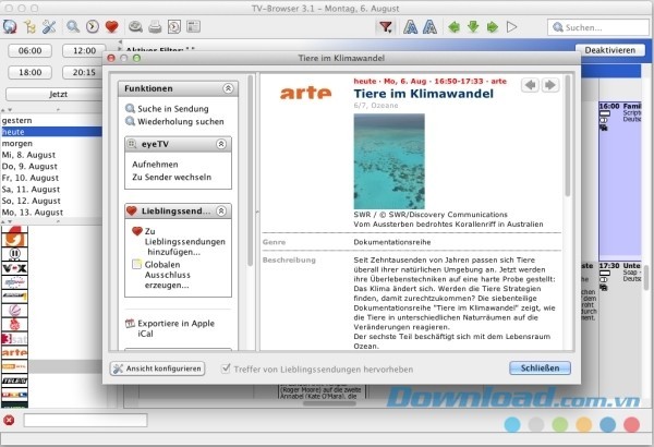 TV-Browser cho Mac giúp người dùng cập nhật thông tin chi tiết về bộ phim yêu thích