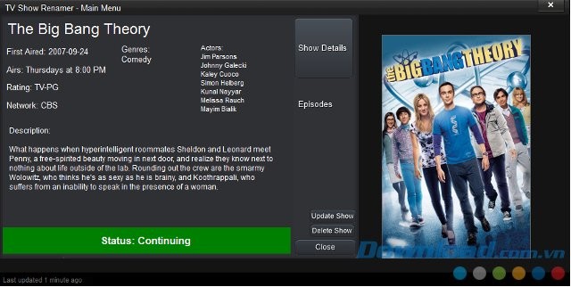 Mục thông tin chi tiết của phim trên phần mềm TV Show