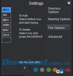 Mục File Options của TV Show Renamer
