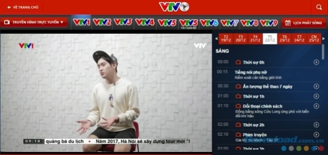 Xem tivi trực tuyến trên VTV Online