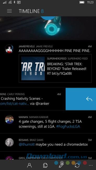 Cập nhật các dòng tweet