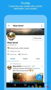 Tùy chỉnh hồ sơ trên Twitter Lite cho Android