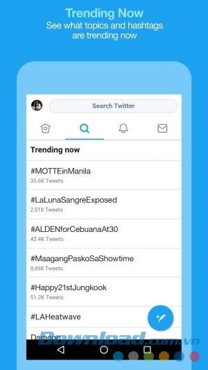 Twitter Lite cho Android cập nhật tin tức xu hướng