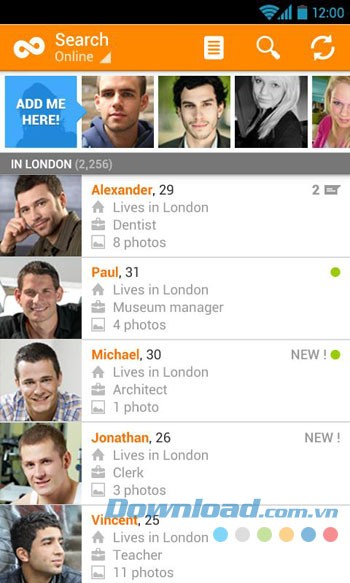 Giao diện sử dụng ứng dụng Twoo trên Android