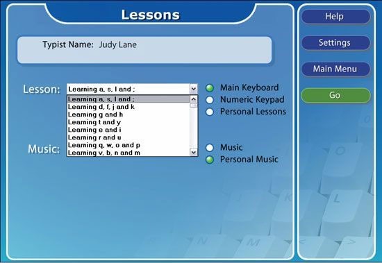 Lựa chọn bài học đánh máy Typing Quick & Easy
