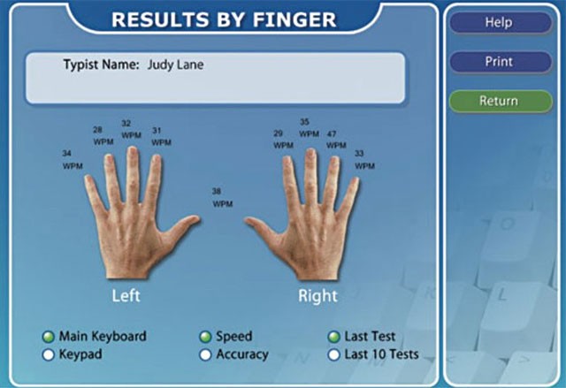 Vị trí đặt ngón tay trên Typing Quick & Easy