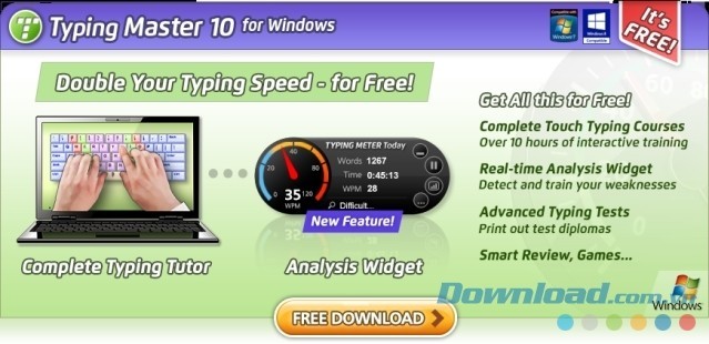 Typing Master 10 có widget phân tích thông minh
