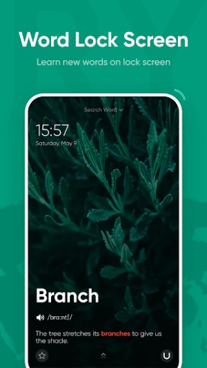 Màn hình khóa hiển thị từ mới cùng nghĩa của từ