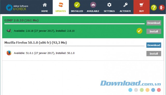 Tải xuống các bản cập nhật mới nhất khi sử dụng ứng dụng UCheck cho máy tính