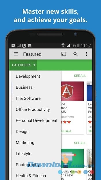 Lựa chọn lĩnh vực trên Udemy