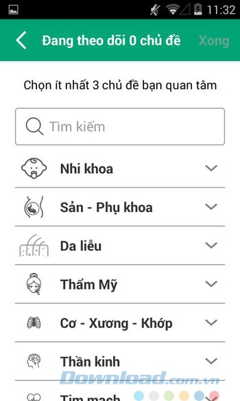 Chọn chủ đề theo dõi