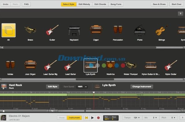 UJAM hỗ trợ nhiều loại nhạc cụ