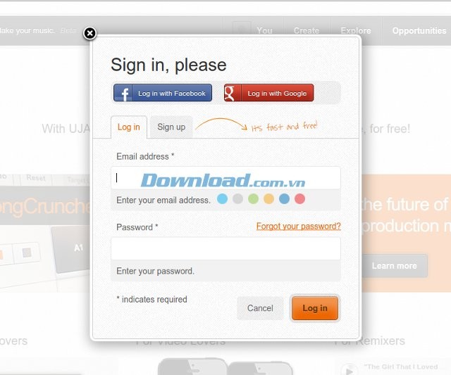 Đăng nhập tài khoản UJAM