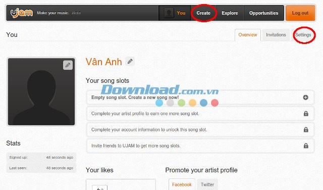 Quản lý tài khoản cá nhân trên UJAM
