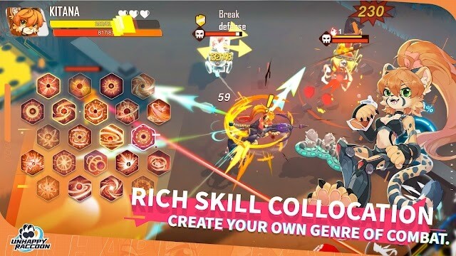 Sự kết hợp kỹ năng phong phú tạo ra phong cách chiến đấu của riêng bạn trong game Unhappy Raccoon