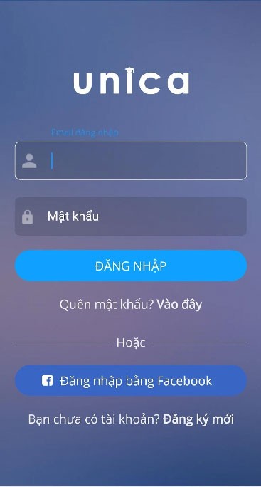 Đăng nhập tài khoản Unica
