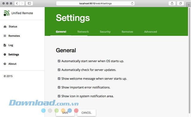 Các lựa chọn cài đặt của phần mềm