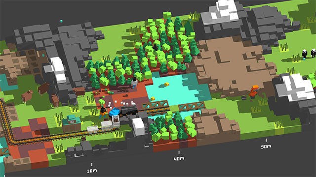 Chơi game Unrailed! với góc nhìn từ trên xuống giúp bao quát toàn bộ thế giới