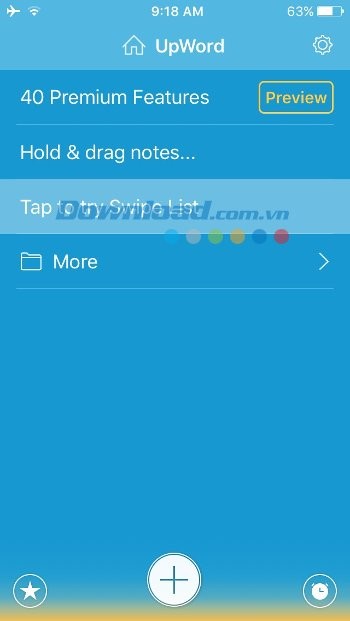 Giao diện chính của Upword Notes