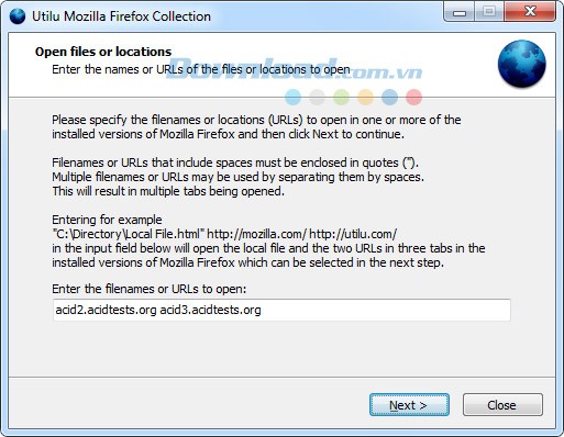 Mở tập tin, URL trong Utilu Mozilla Firefox Collection